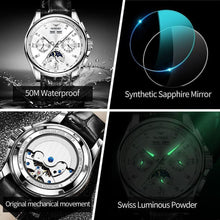 Load image into Gallery viewer, New Products OUPINKE Men&#39;s Mechanical Watch Moon Phase Sapphire Multifunctional Automatic Watch Leather Bracelet Watch - Shop &amp; Buy
