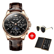 Load image into Gallery viewer, New Products OUPINKE Men&#39;s Mechanical Watch Moon Phase Sapphire Multifunctional Automatic Watch Leather Bracelet Watch - Shop &amp; Buy
