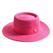 Load image into Gallery viewer, New Summer Straw Sun Hats for Women Ladies Fashion Flat Brim Ribbon Beach Hat - Shop &amp; Buy
