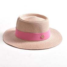 Load image into Gallery viewer, New Summer Straw Sun Hats for Women Ladies Fashion Flat Brim Ribbon Beach Hat - Shop &amp; Buy
