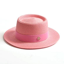 Load image into Gallery viewer, New Summer Straw Sun Hats for Women Ladies Fashion Flat Brim Ribbon Beach Hat - Shop &amp; Buy
