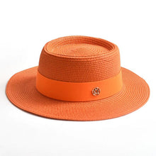 Load image into Gallery viewer, New Summer Straw Sun Hats for Women Ladies Fashion Flat Brim Ribbon Beach Hat - Shop &amp; Buy
