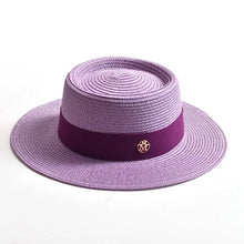 Load image into Gallery viewer, New Summer Straw Sun Hats for Women Ladies Fashion Flat Brim Ribbon Beach Hat - Shop &amp; Buy
