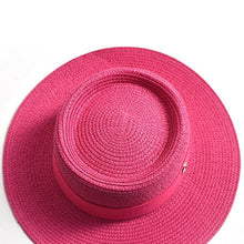 Load image into Gallery viewer, New Summer Straw Sun Hats for Women Ladies Fashion Flat Brim Ribbon Beach Hat - Shop &amp; Buy
