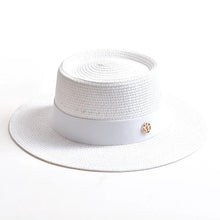 Load image into Gallery viewer, New Summer Straw Sun Hats for Women Ladies Fashion Flat Brim Ribbon Beach Hat - Shop &amp; Buy
