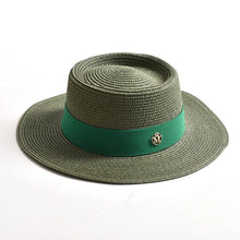 Load image into Gallery viewer, New Summer Straw Sun Hats for Women Ladies Fashion Flat Brim Ribbon Beach Hat - Shop &amp; Buy
