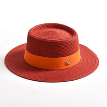 Load image into Gallery viewer, New Summer Straw Sun Hats for Women Ladies Fashion Flat Brim Ribbon Beach Hat - Shop &amp; Buy
