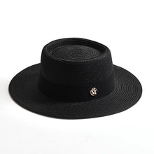 Load image into Gallery viewer, New Summer Straw Sun Hats for Women Ladies Fashion Flat Brim Ribbon Beach Hat - Shop &amp; Buy
