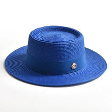 Load image into Gallery viewer, New Summer Straw Sun Hats for Women Ladies Fashion Flat Brim Ribbon Beach Hat - Shop &amp; Buy
