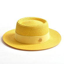 Load image into Gallery viewer, New Summer Straw Sun Hats for Women Ladies Fashion Flat Brim Ribbon Beach Hat - Shop &amp; Buy
