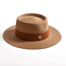 Load image into Gallery viewer, New Summer Straw Sun Hats for Women Ladies Fashion Flat Brim Ribbon Beach Hat - Shop &amp; Buy
