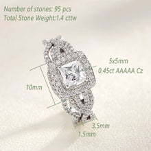 Load image into Gallery viewer, Newshe 2 Pcs 925 Sterling Silver Engagement Ring Wedding Band For Women Princess Cut White AAAAA Cubic Zirconia Classic Jewelry - Shop &amp; Buy
