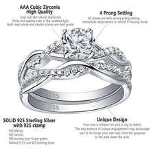 Load image into Gallery viewer, Newshe 2 Pcs 925 Sterling Silver Twist Cross Design Wedding Engagement Ring Sets For Women AAAAA Zircon Jewelry - Shop &amp; Buy
