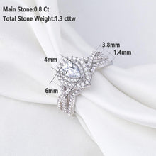 Load image into Gallery viewer, Newshe 2 Pcs 925 Sterling Silver Wedding Rings for Women Engagement Ring Sets 1.7Ct Pear Shape Teardrop AAAAA Zircon - Shop &amp; Buy