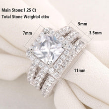 Load image into Gallery viewer, Newshe 2 Pcs Wedding Ring Set Classic Jewelry 2.8 Ct Princess Cut AAAAA CZ 925 Sterling Silver Engagement Rings For Women - Shop &amp; Buy
