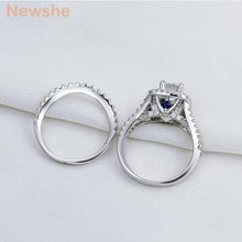 Load image into Gallery viewer, Newshe 2 Pcs Women Wedding Engagement Ring Set 925 Sterling Silver 2Ct Round Created Blue Sapphire White Cz Size 4-13 - Shop &amp; Buy
