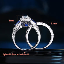 Load image into Gallery viewer, Newshe 2Pcs 100% Solid 925 Sterling Silver Wedding Engagement Rings For Women Princess Cut Blue Pear AAAAA Zircons Bridal Set - Shop &amp; Buy