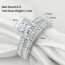 Load image into Gallery viewer, Newshe 2Pcs Genuine 925 Sterling Silver Wedding Ring Set Classic Jewelry 1.5 Ct Princess Cut AAAAA CZ Engagement Rings For Women - Shop &amp; Buy
