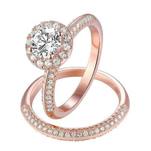 Load image into Gallery viewer, Newshe 2Pcs Rose Gold Wedding Rings For Women 925 Sterling Silver Round Cut AAA CZ Engagement Ring Set - Shop &amp; Buy
