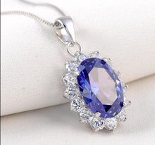 Load image into Gallery viewer, Newshe 6.4 Ct Oval Shape Blue Zircon Pendant Pure 925 Sterling Silver 18 Inches Chain Necklace For Women - Shop &amp; Buy
