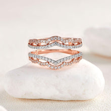 Load image into Gallery viewer, Newshe 925 Sterling Silver Rose Gold Double Color Cruve Wedding Enhancers for Engagement Rings AAAAA Cubic Zirconia - Shop &amp; Buy