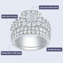 Load image into Gallery viewer, Newshe Halo Wedding Rings For Women 4 Carats Cross Cut AAAAA Zirconia Classic Jewelry 925 Sterling Silver Engagement Ring Set - Shop &amp; Buy
