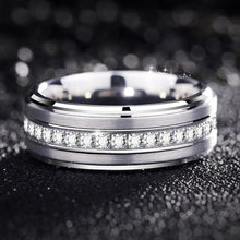 Load image into Gallery viewer, Newshe Mens Promise Wedding Band Tungsten Carbide Rings For Men Charm Ring 8mm Size 9-13 AAA White Round Zircon Jewelry TRX058 - Shop &amp; Buy

