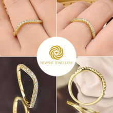 Load image into Gallery viewer, Newshe Rose Yellow Gold Curved Wedding Bands For Women Stacking Solid 925 Sterling Silver Eternity Rings Cz Wishbone Size 3-13 - Shop &amp; Buy
