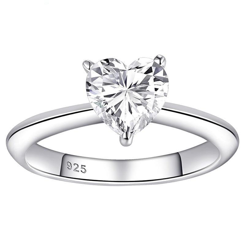 Newshe Solid 925 Sterling Silver Romantic Heart Shape AAAAA CZ Wedding Engagement Ring For Women Minimalist Jewelry BR1198 - Shop & Buy