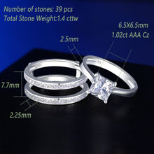 Load image into Gallery viewer, Newshe Solid 925 Sterling Silver Wedding Rings For Women Solitaire Princess Cut Engagement Ring Eternity AAAAA Zircon Guard Band - Shop &amp; Buy

