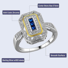 Load image into Gallery viewer, Newshe Wedding Ring Classic Jewelry Solid 925 Sterling Silver White &amp; Gold Color Blue AAAAA Zirconia Cocktail Ring For Women - Shop &amp; Buy
