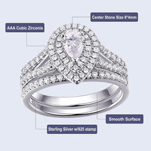 Load image into Gallery viewer, Newshe Wedding Ring Set Classic Jewelry Pear Shape 1.2 Carats AAAAA CZ 925 Sterling Silver Engagement Rings For Women - Shop &amp; Buy