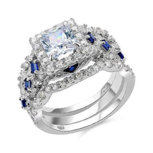 Load image into Gallery viewer, Newshe Wedding Ring Sets Classic Jewelry 3 Pcs 925 Sterling Silver 2.6Ct White Blue AAA CZ Engagement Rings For Women JR4972 - Shop &amp; Buy
