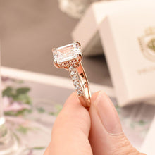 Load image into Gallery viewer, Newshe Yellow /Rose Gold Solid 925 Silver 3 Carat Emerald Cut Engagement Rings for Women CZ Simulated Diamond Fine Jewelry - Shop &amp; Buy
