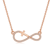 Load image into Gallery viewer, NFINITY CROSS NECKLACE Moissanite Statement Pendant Necklace in 925 Sterling Silver Dainty Necklace Gift For Her - Shop &amp; Buy
