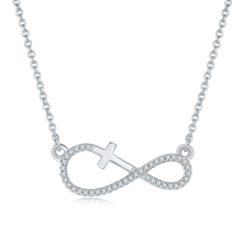 Load image into Gallery viewer, NFINITY CROSS NECKLACE Moissanite Statement Pendant Necklace in 925 Sterling Silver Dainty Necklace Gift For Her - Shop &amp; Buy
