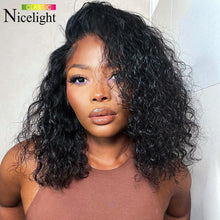 Load image into Gallery viewer, Nicelight Brazilian Water Wave Lace Front Wigs Remy Pre-Plucked Curly Lace Frontal Wigs Human Hair Wet And Wavy Short Bob Wigs - Shop &amp; Buy