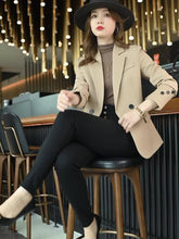 Load image into Gallery viewer, Notched Collar Button Front Blazer, Elegant Long Sleeve Blazer For Office &amp; Work, Women Clothing - Shop &amp; Buy
