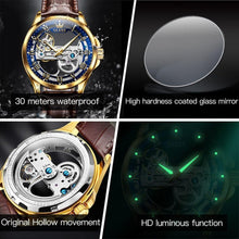 Load image into Gallery viewer, OLEVS Luxury Men Watches Automatic Mechanical Wristwatch Skeleton Design Waterproof Leather Strap Male Watch - Shop &amp; Buy

