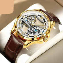 Load image into Gallery viewer, OLEVS Luxury Men Watches Automatic Mechanical Wristwatch Skeleton Design Waterproof Leather Strap Male Watch - Shop &amp; Buy