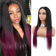Load image into Gallery viewer, Ombre Burgundy Wig Brazilian Straight Hair Lace Closure Wigs for Black Women Human Hair 4x4 Inch Lace Clousre Wig with Baby Hair - Shop &amp; Buy