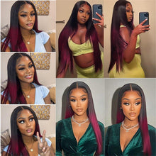 Load image into Gallery viewer, Ombre Burgundy Wig Brazilian Straight Hair Lace Closure Wigs for Black Women Human Hair 4x4 Inch Lace Clousre Wig with Baby Hair - Shop &amp; Buy
