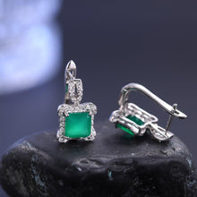 Load image into Gallery viewer, Onyx Earrings 3.77Ct Natural Green Agate Gemstone Earrings 925 Sterling Silver Vintage Stud Earrings For Women - Shop &amp; Buy
