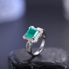 Load image into Gallery viewer, Onyx Ring Women Vintage 2.2Ct Natural Green Agate Gemstone Ring Solid 925 Sterling Silver Engagement Rings - Shop &amp; Buy
