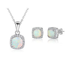 Load image into Gallery viewer, Opal Jewelry Sets for Women Square White Opal Necklace Earrings Wedding Bridal Jewelry Sets - Shop &amp; Buy
