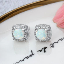 Load image into Gallery viewer, Opal Jewelry Sets for Women Square White Opal Necklace Earrings Wedding Bridal Jewelry Sets - Shop &amp; Buy
