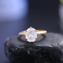 Load image into Gallery viewer, Oval 8x10mm Milky Blue Moonstone Unique and Lovely Micro Pave Engagement Ring in 925 Sterling Silver Gift For Her - Shop &amp; Buy
