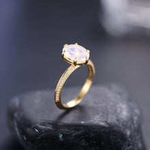 Load image into Gallery viewer, Oval 8x10mm Milky Blue Moonstone Unique and Lovely Micro Pave Engagement Ring in 925 Sterling Silver Gift For Her - Shop &amp; Buy
