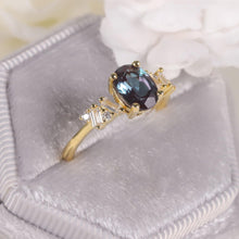 Load image into Gallery viewer, Oval Cut 6x8mm Color Changing Lab Alexandrite Engagement Ring in14K Gold Plated 925 Sterling Silver June Birthstone - Shop &amp; Buy
