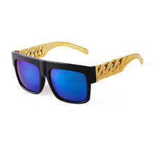 Load image into Gallery viewer, Oversized Hip Hop Sunglasses Men Women Brand Design Flat Top Retro Square Black Sun Glasses Gold Plastic Chain Frame - Shop &amp; Buy
